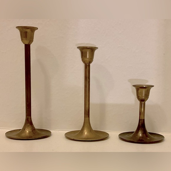 Accents Vintage Set Of 3 Brass Candlesticks Made In Taiwan Poshmark